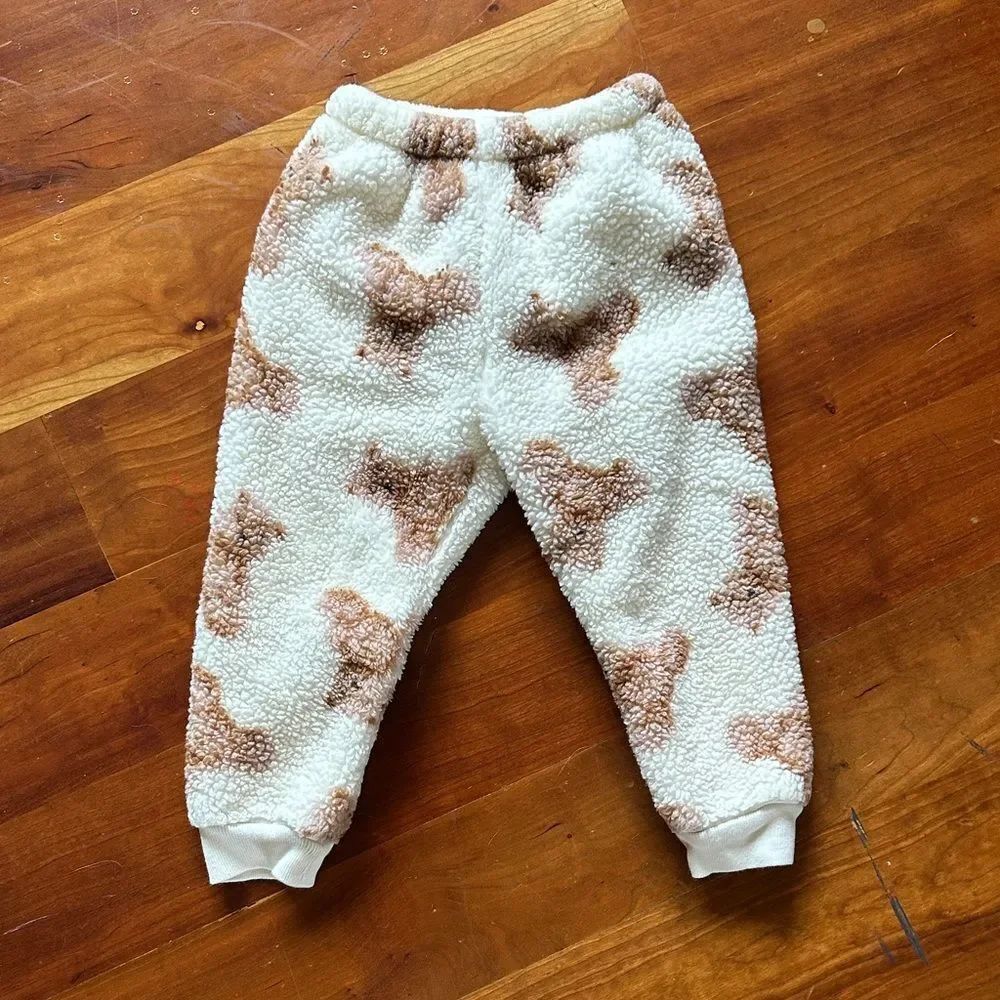 GAP Kids Cream and Brown Fleece Joggers